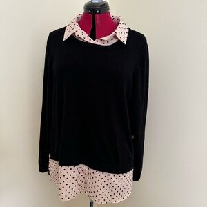 Polkadot black collared sweater shirt